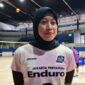 Pemain Jakarta Pertamina Enduro Megawati Hangestri memberikan keterangan pada media di sela-sela sesi latihan di Pertamina Arena Simprug, Jakarta, Selasa (3/3/2026). (ANTARA/Aditya Ramadhan)