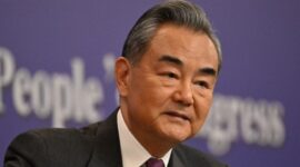 Menlu China Wang Yi di Beijing (7/3/2024). (Foto: AFP/WANG ZHAO)



