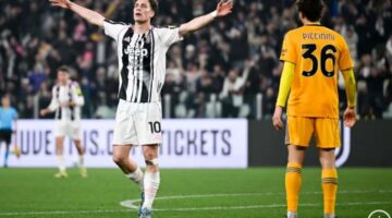 Penyerang Juventus Kenan Ylidiz (kiri) merayakan golnya ke gawang Pisa pada lanjutan Liga Italia 2025/2026 di Stadion Alliamz, Turin. Yildiz membantu timnya menang dengn skor 4-0. (Juventus)