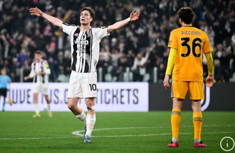 Penyerang Juventus Kenan Ylidiz (kiri) merayakan golnya ke gawang Pisa pada lanjutan Liga Italia 2025/2026 di Stadion Alliamz, Turin. Yildiz membantu timnya menang dengn skor 4-0. (Juventus)